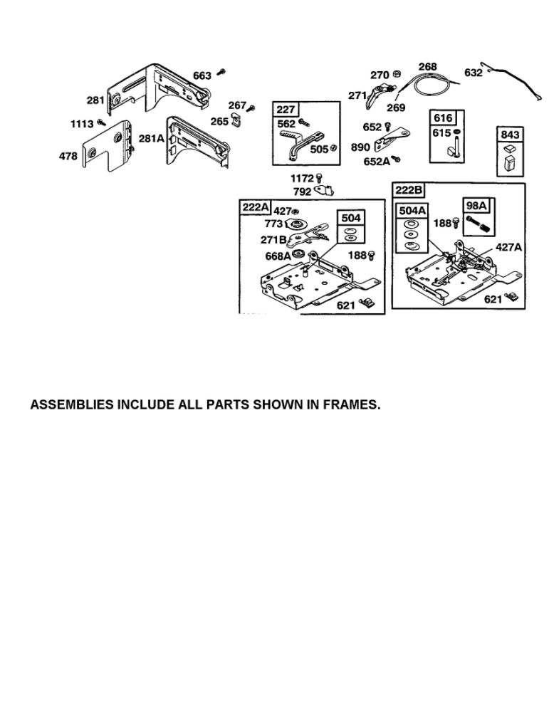 Control Panel Diagram and Parts List for 0105-0109-0110 Briggs and Stratton Engine